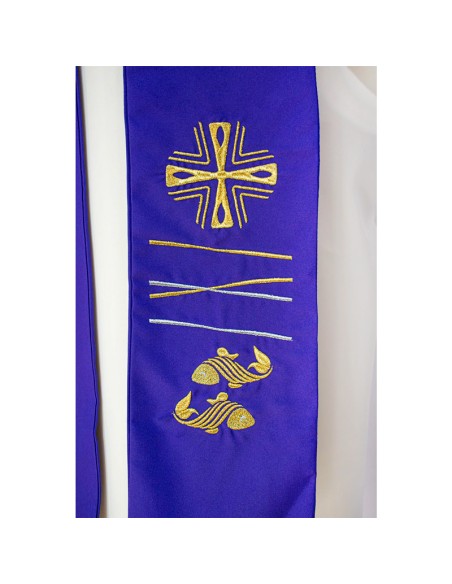 Conjunto 4 Estolas Con Cruz Cuadrada Y 2 Peces Rayados