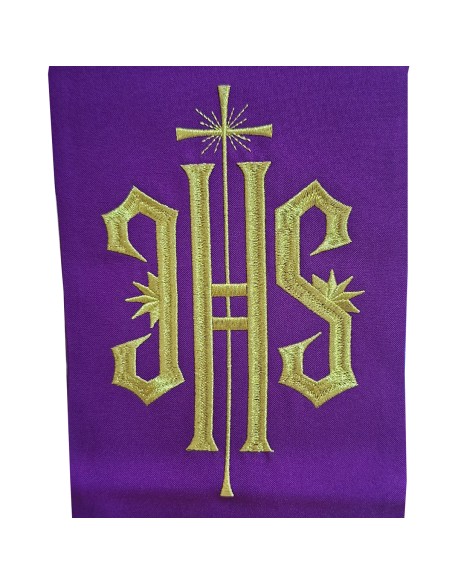 Estola Bordada Jhs Con Cruz Larga A Dos Alturas Morada