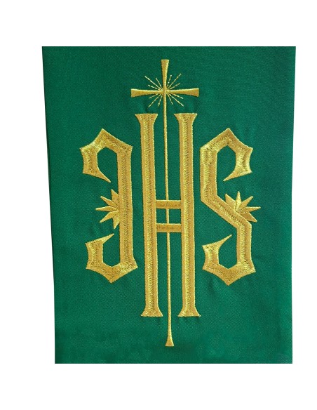 Estola Bordada Jhs Con Cruz Larga A Dos Alturas Verde