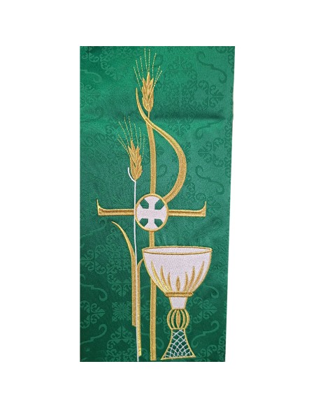 Conjunto 4 Estolas Bordadas Pax Caliz Y Espigas Tela Adamascada