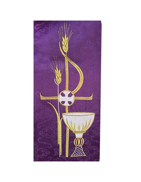 Conjunto 4 Estolas Bordadas Pax Caliz Y Espigas Tela Adamascada