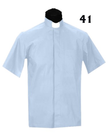 Camisa Sacerdote Celeste Mc Talla 41