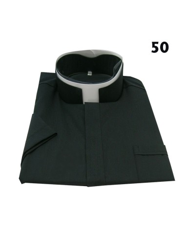 Camisa Sacerdote Negra Cuello Romano...
