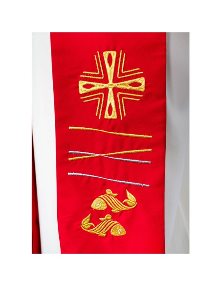 Conjunto 4 Estolas Con Cruz Cuadrada Y 2 Peces Rayados