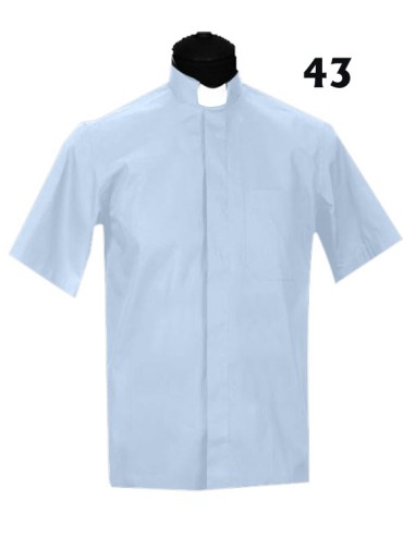 Camisa Sacerdote Celeste Mc Talla 43