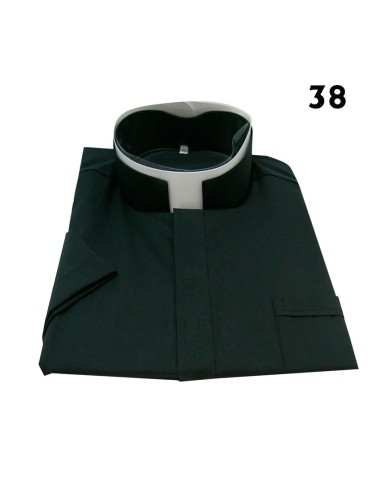 Camisa Sacerdote Negra Cuello Romano...