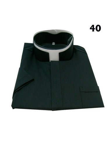 Camisa Sacerdote Negra Cuello Romano...