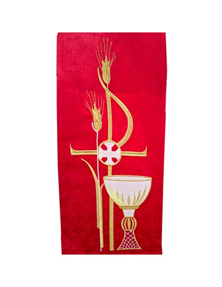 Conjunto 4 Estolas Bordadas Pax Caliz Y Espigas Tela Adamascada