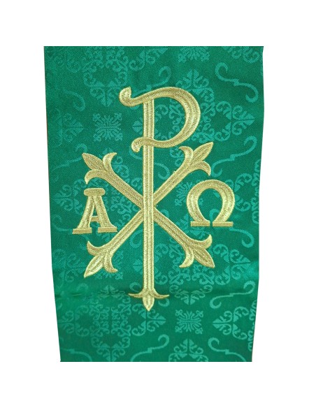 Conjunto 4 Estolas Bordadas Pax Ancho Con Alfa Y Omega Tela Adamascada