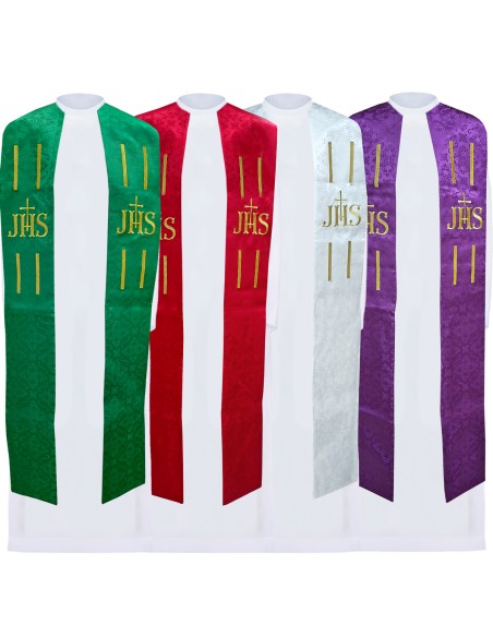 Conjunto 4 Estolas Bordadas Jhs Con Lineas Paralelas Tela Adamascada