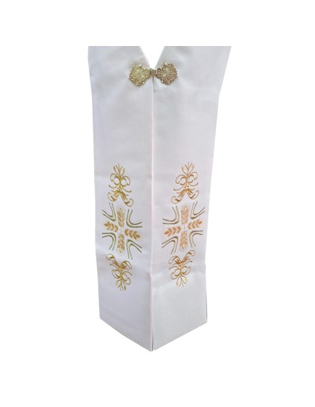 Estola Diaconal Blanca Bordada Jhs