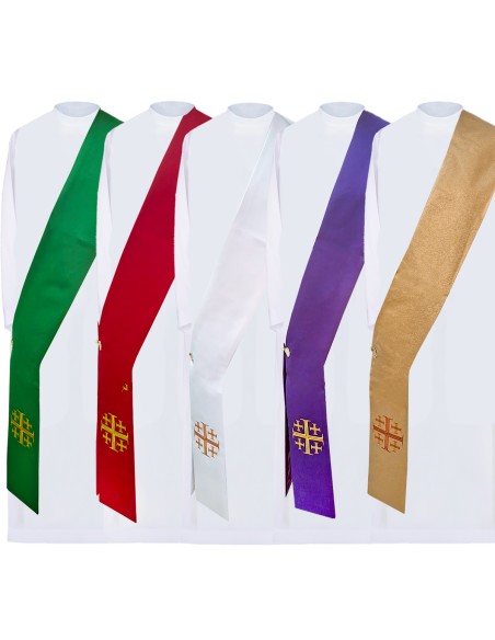 Conjunto 5 Estolas Diaconales Cruz Griega