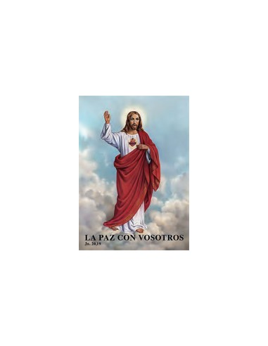 Estampa Con Oracion S-173/1 La Paz Con Vosotros Corazon Jesus Bendice