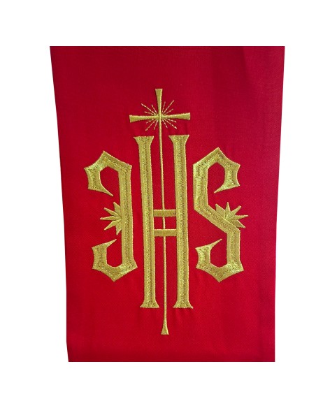 Estola Bordada Jhs Con Cruz Larga A Dos Alturas Rojo