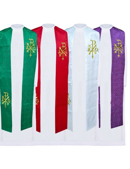 Estola Bordada Jhs Con Cruz Larga A Dos Alturas Rojo