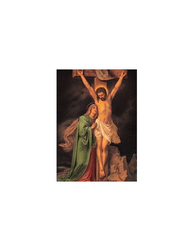 Estampa Con Oracion S-1031/1 Jesus En La Cruz Con La Virgen
