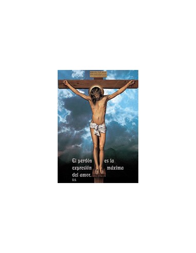 Estampa Con Oracion S-1037/1 Jesus Crucificado Fondo Cielo El Perdon