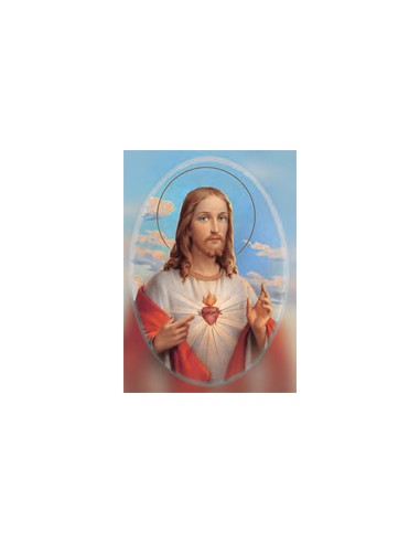 Estampa Con Oracion S-1050/1 Corazon Jesus Dentro Oval 7x11cm