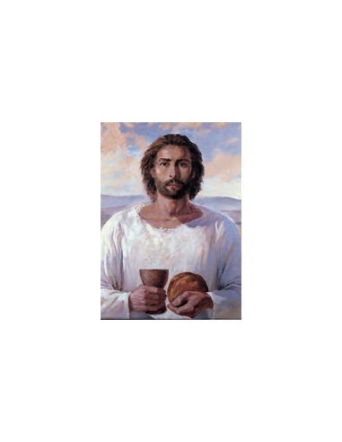 Estampa Con Oracion S-1058/1 Busto Jesus Eucaristia En Los Campos 7x11cm