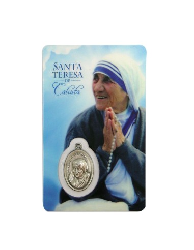 Estampa Con Oracion S-64/1 Virgen Covadonga Fondo Azul 7x11cm