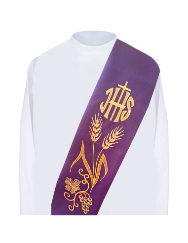 Estola Diaconal Morada Bordada Jhs
