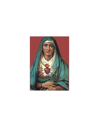 Estampa Con Oracion S-1033/1 Virgen Dolores Corazon 7 Puzzzzzales 7x11cm