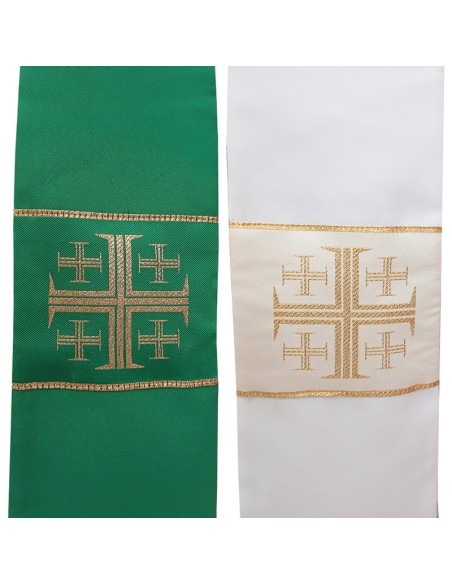 Estola Reversible Verde- Blanca Estampada Cruz Griega