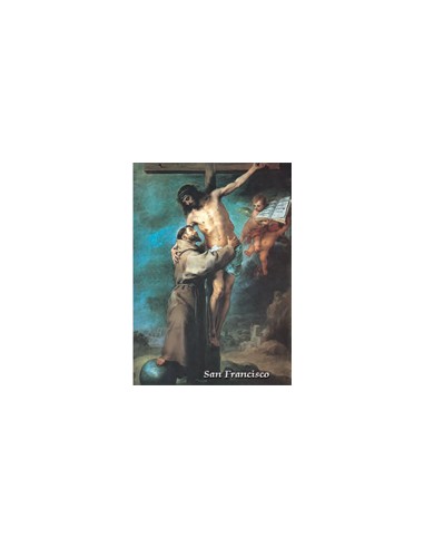 Estampa Con Oracion S-62/1 San Francisco Con Jesús En La Cruz 7x11cm