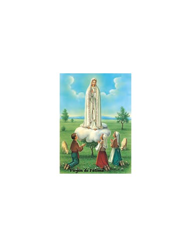 Estampa Con Oracion S-76/1 Virgen Fatima Con Pastorcitos 7x11cm