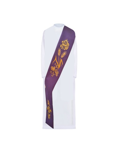 Estola Diaconal Morada Bordada Jhs