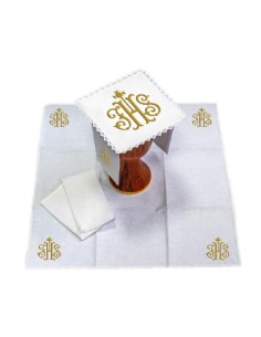 Juego De Altar Lino Bordado...