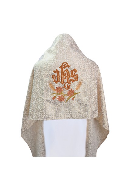 Paño De Hombros Damasco Jhs Espigas Y Tres Flores N336