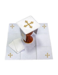 Juego De Altar Lino Bordado...