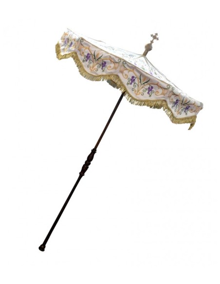 Paraguas Liturgico Bordado Palio Mango De Madera