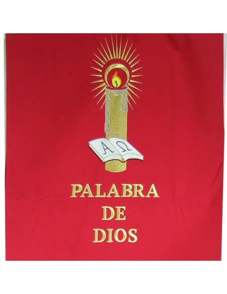 Cubre Ambon Bordado Vela Con Libro Y Texto Palabra De Dios Kzs/694 Rojo