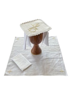 Juego De Altar Lino Bordado...