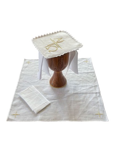 Juego De Altar Lino Bordado Alfa y...