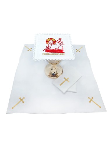 Juego De Altar Lino Bordado Cordero...
