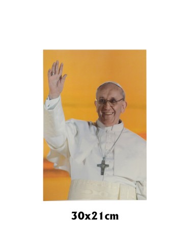 Lamina 21x30 CM Papa Francisco Saludado Fondo Naranja A2-Papa Francisco