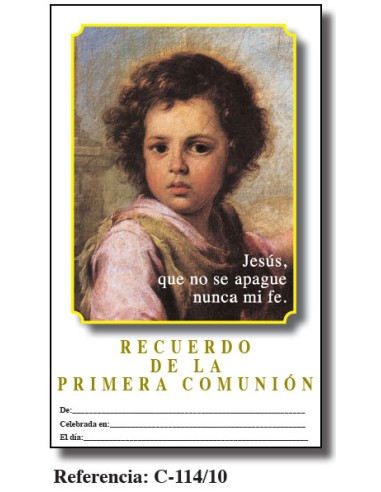 Lamina Primera Comunion 21. 5 X 34cm C-114/10 Jesus Buen Pastor Murillo Rostro