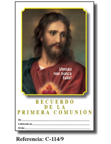 Lamina Primera Comunion 21. 5 X 34cm C-114/9 Amigo Que Nunca Falla Moreno