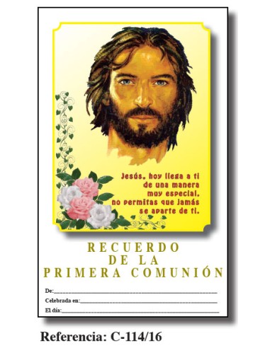 Lamina Primera Comunion 21. 5 X 34cm Jesus Hoy Llega A Ti C-114/16