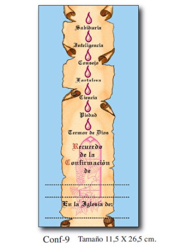 Diploma Confirmacion Mod Conf.9 26.5x11.5cm Dones Del Espiritu Santo