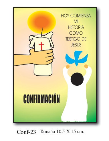 Recuerdo Confirmacion Mod Conf.23 10. 5x15cm Fondo Verde Con Vela
