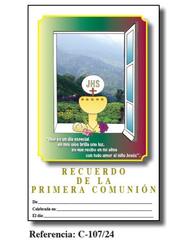 Lamina Primera Comunion 21. 5 X 34cm Hoy Es Un Dia Especial C-107/24