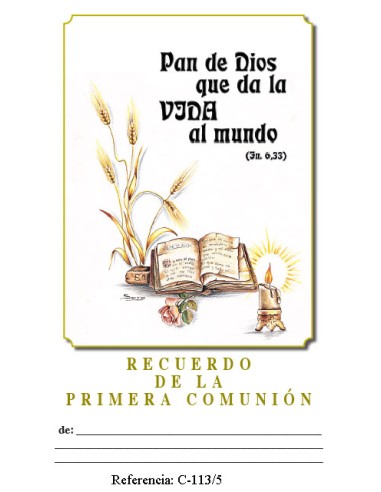 Lamina Primera Comunion 21. 5 X 34cm Pan De Dios C-113/5 Que Da Vida