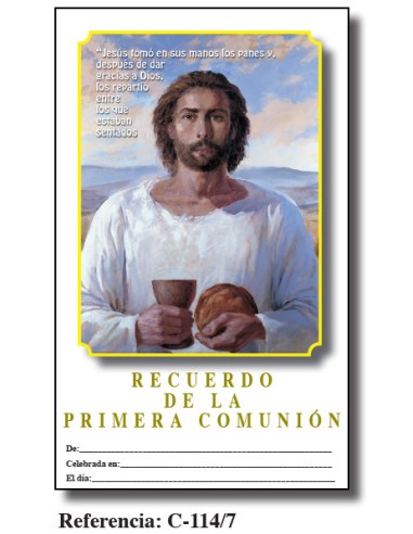 Lamina Primera Comunion 21. 5 X 34cm Jesús Eucaristia C-114/7 Medio Cuerpo