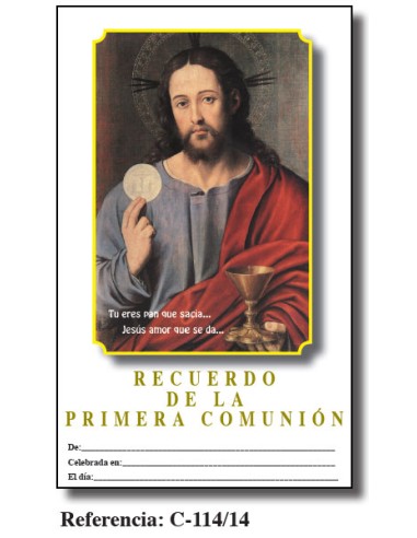 Lamina Primera Comunion 21. 5 X 34cm El Salvador Jesús Eucaristico C-114/14