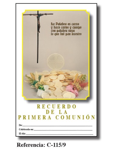 Lamina Primera Comunion 21. 5 X 34cm Palabra Es Carne C-115/9