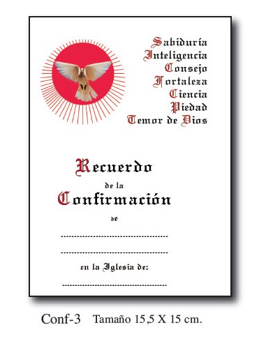 Diploma Confirmacion Mod Conf.3 15.5x15cm Paloma Roja